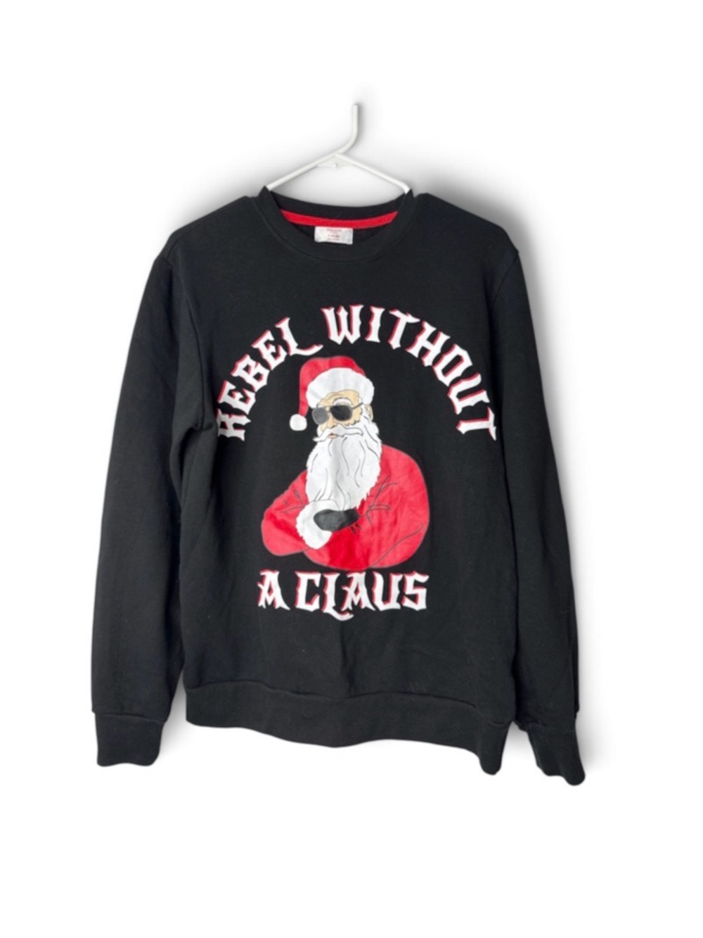 Holiday Time Sweater Men’s Small Long Sleeve Black Christmas Santa Claus Funny